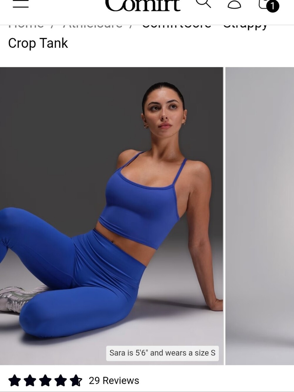 ComfortCore Cobalt Blue Activewear Set Crop Tank XS & High Waist Leggings S - Picture 5 of 8